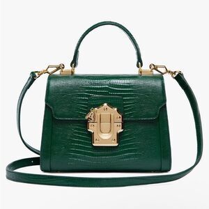 ♥️ LA'FESTIN Green mini Kelly style leather cross body purse, gold hardware